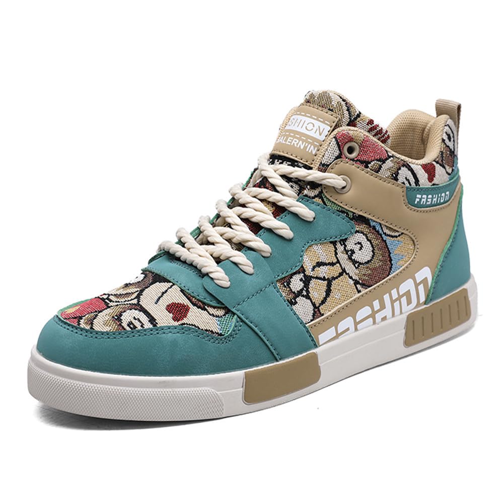 Men's Fashion High Top Chinese Style Skate Sneakers Stylish Comfortable Skateboarding Road Running Walking Shoes