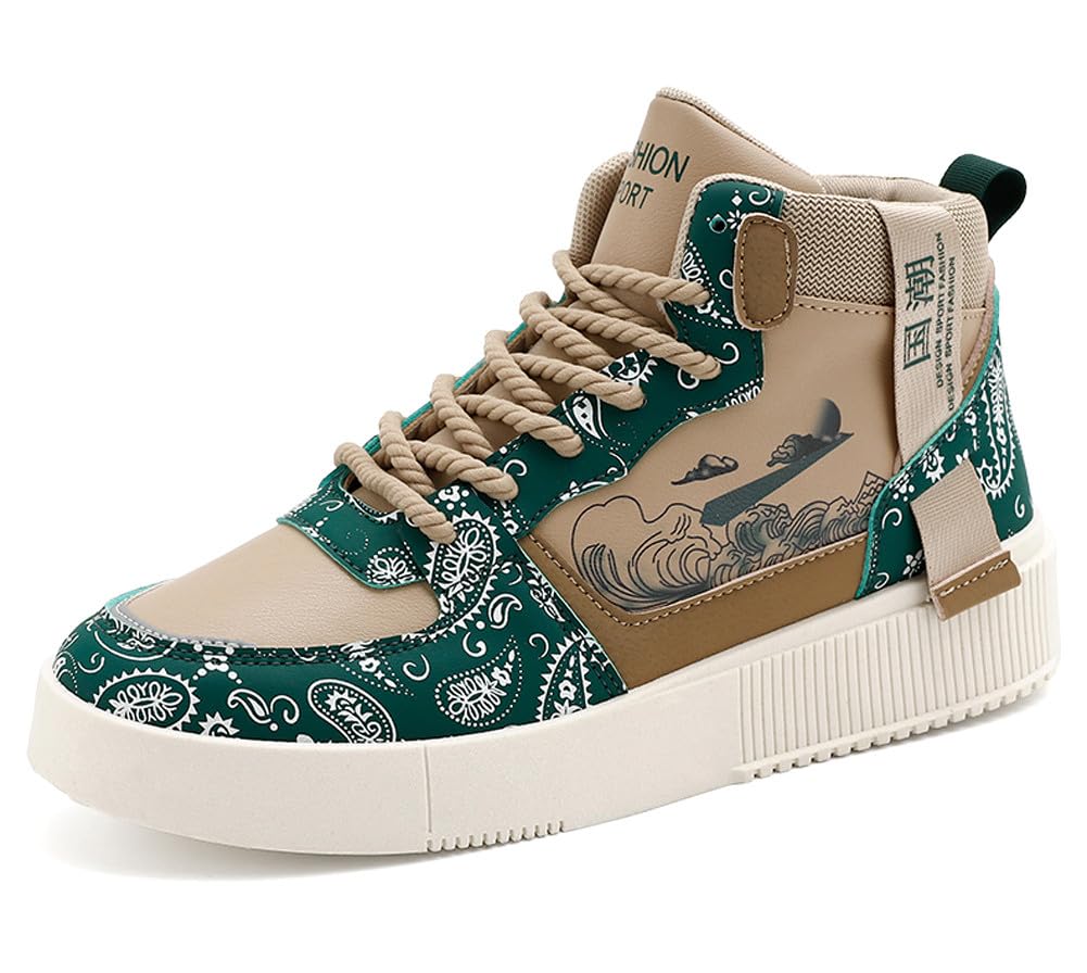 Men's Fashion High Top Chinese Style Skate Sneakers Stylish Comfortable Skateboarding Road Running Walking Shoes