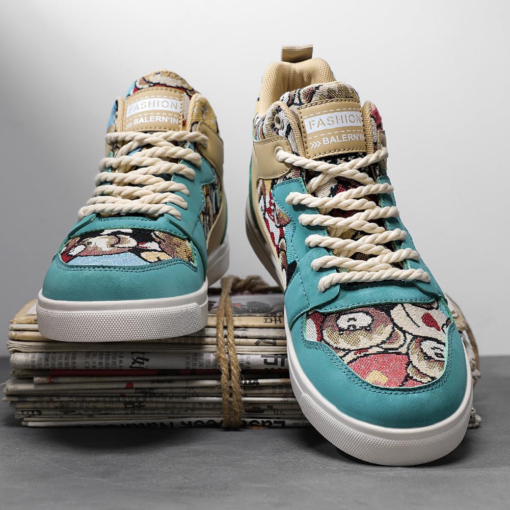 Men's Fashion High Top Chinese Style Skate Sneakers Stylish Comfortable Skateboarding Road Running Walking Shoes